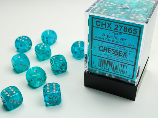 Cirrus: 12mm D6 Aqua/Silver (36)