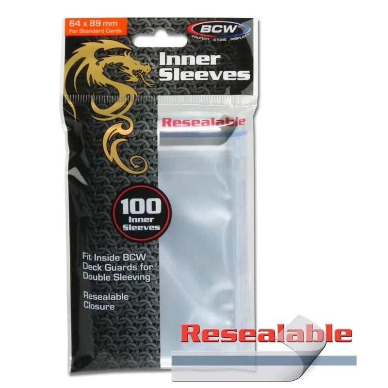 BCW 100 Inner Sleeves - Resealable: Clear
