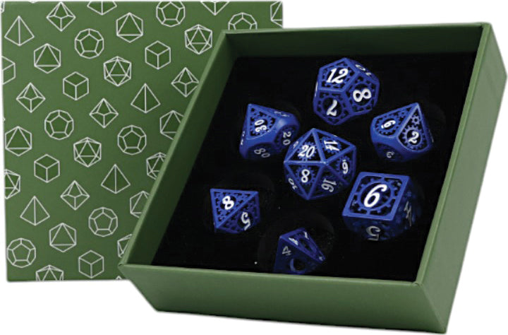 LPG Dice - Clockwork Sun Dice Set - Blue/White