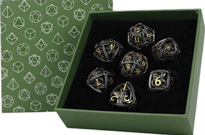 LPG Dice - Hoard Guardian Dice Set - Steel/Green