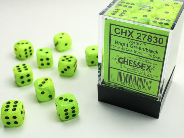 Vortex: 12mm D6 Bright Green/Black (36)