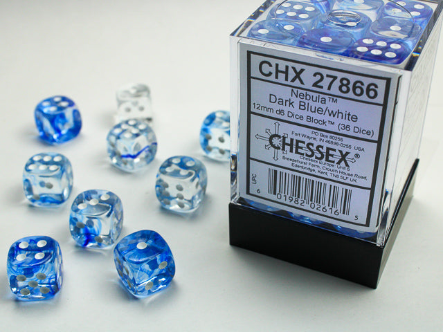 Nebula: 12mm D6 Dark Blue/White/Black (36)