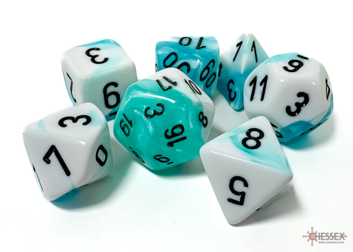 Gemini 4: Poly White Teal/black 7-Die Set