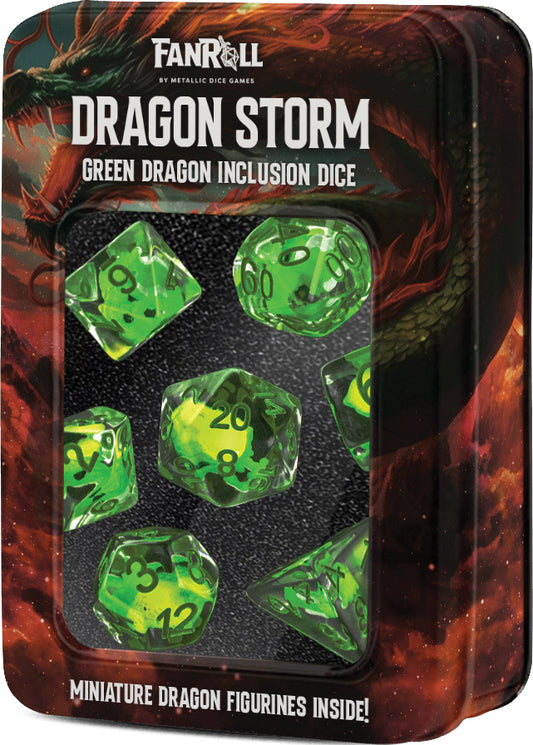 Dragon Storm Inclusion Resin Dice Set: Green Dragon