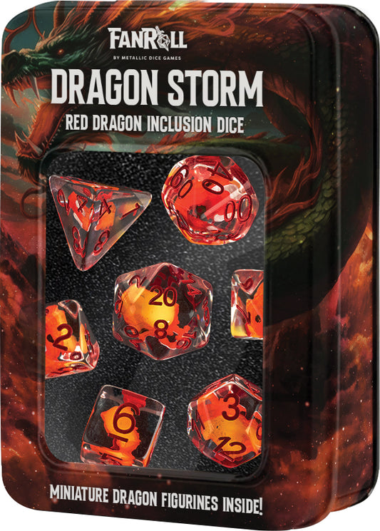 Dragon Storm Inclusion Resin Dice Set: Red Dragon