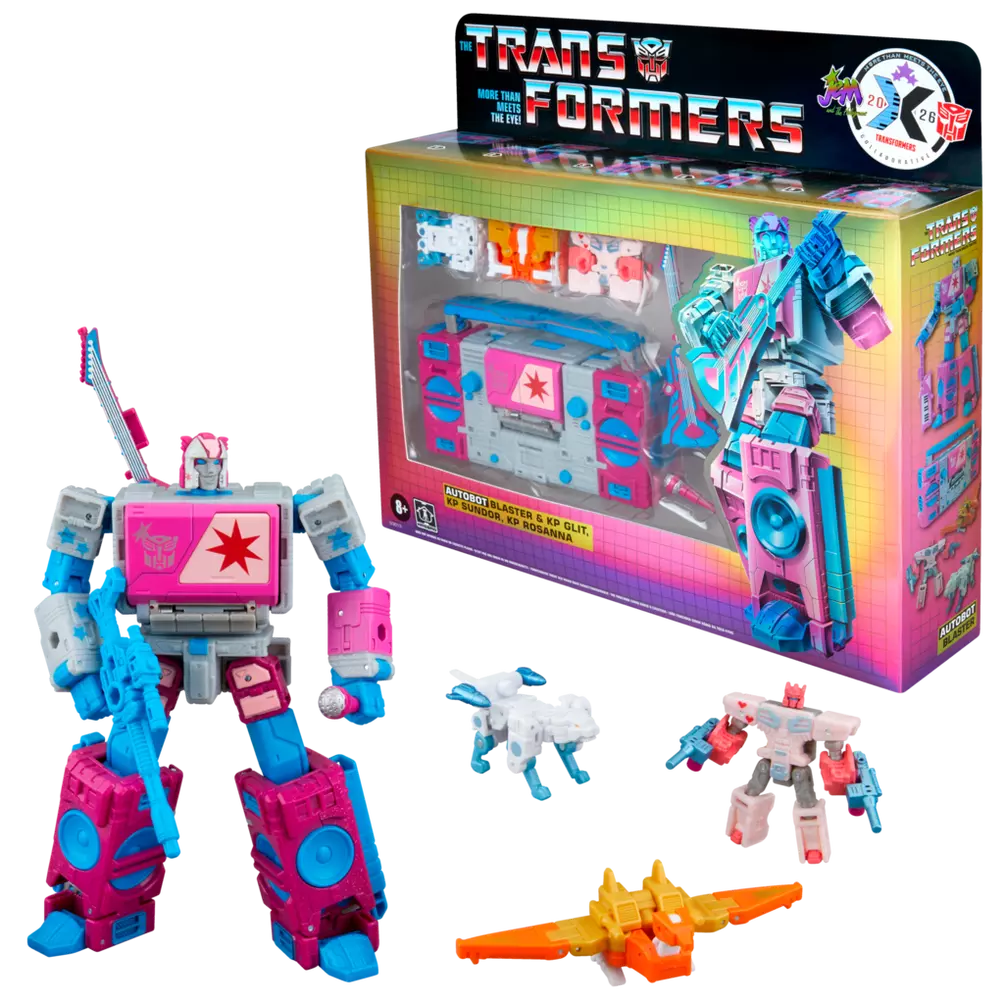 Transformers Collaborative: Jem and the Holograms Mash-Up: Autobot Blaster & KP Glit, KP Sundor, and KP Rosanna (SDCC Exclusive) (2026)