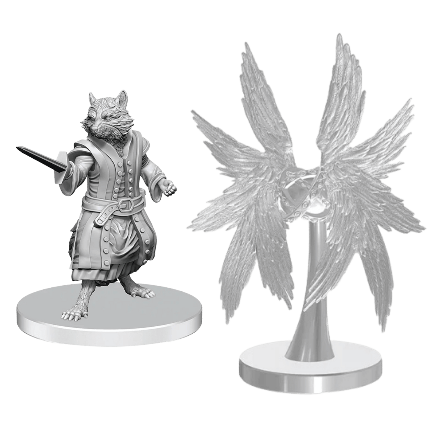 Pathfinder Battles Deep Cuts Unpainted Miniatures: Procyal (Raccoon Agathion) & Zoaem (Ring Archon)