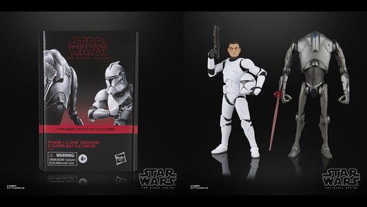 Star Wars: Black Series: Attack of the Clones - Phase II Clone Trooper & Super Battle Clone Droid Action 6-Inch Figure 2 Pack