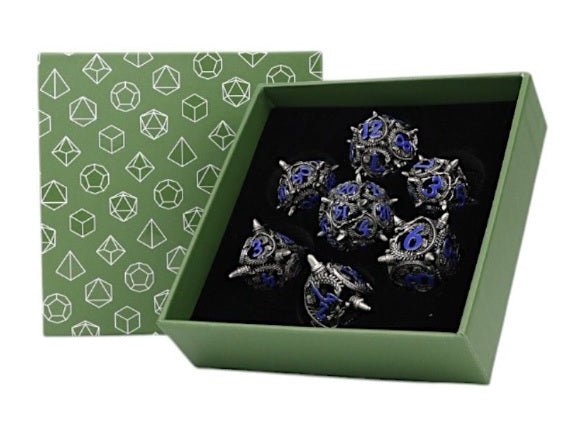 LPG Dice - Xeno Hollow Dice Set - Steel/Blue