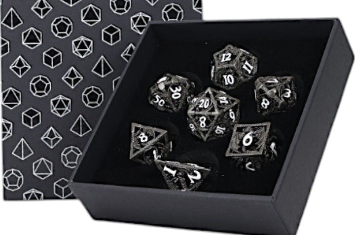 LPG Dice - Dragon Hollow Dice Set - Metal/Black