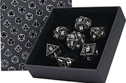 LPG Dice - Dragon Hollow Dice Set - Metal/Black