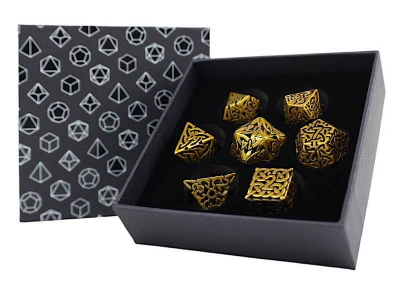 LPG Dice - RPG Set - Hollow Celtic, Ancient Bronze