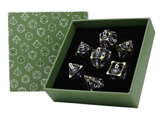 LPG Dice - Scaled Eye Dice Set - Tarnished Gold/Blue